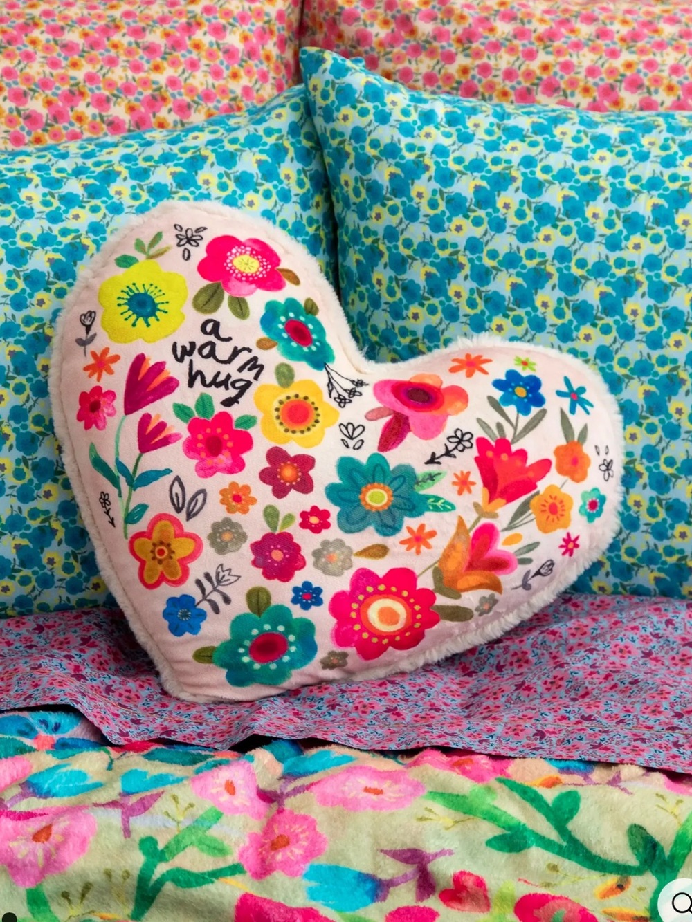 NATURAL LIFE Cozy Weighted PILLOW “A Warm Hug” HEART shape Flowers Soft Plush